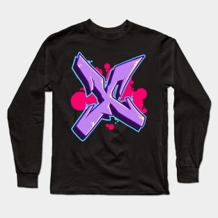 Letter X- Graffiti Street Art Style Long Sleeve T-Shirt